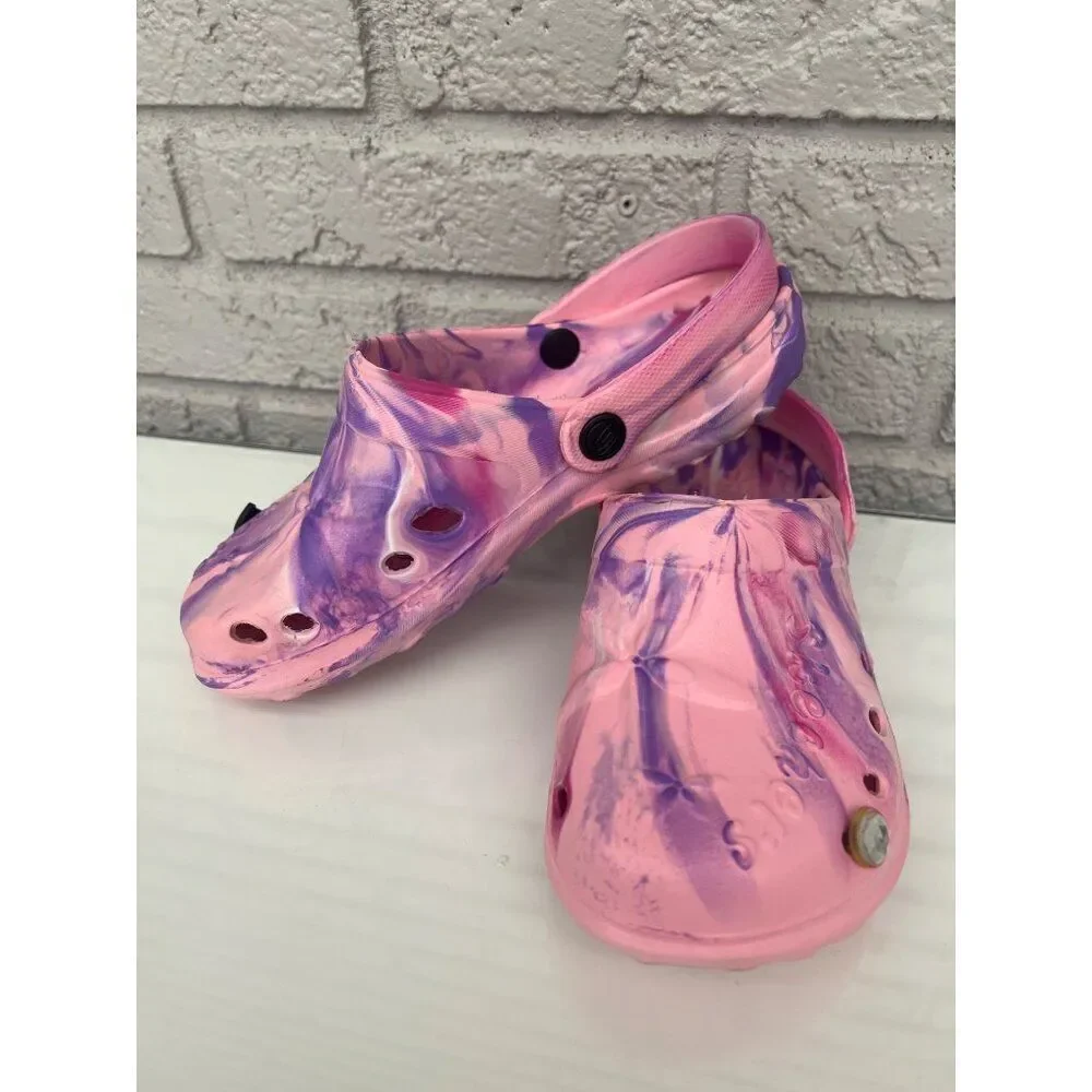 Skechers Girls Pink Tie Dye Rubber Sandals Size 5
